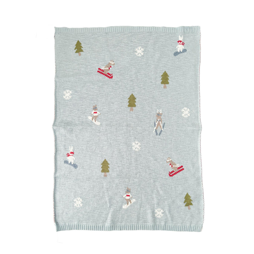 Ski Blanket and Bear Plush Toy Gift Set