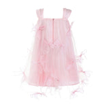 Light Pink Manisa Bow‑Embellished Tulle Dress