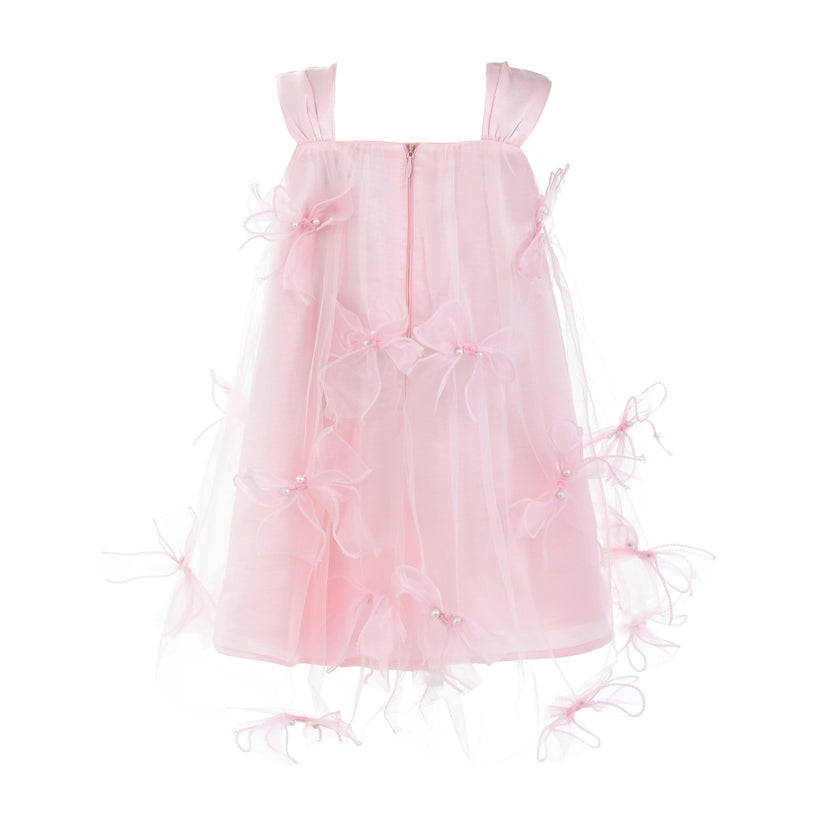 Light Pink Manisa Bow‑Embellished Tulle Dress