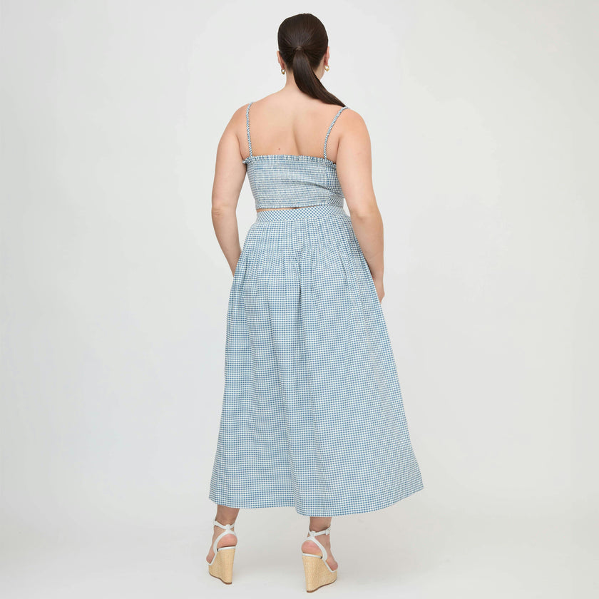 The Maisie Crop Top - Lagoon Gingham