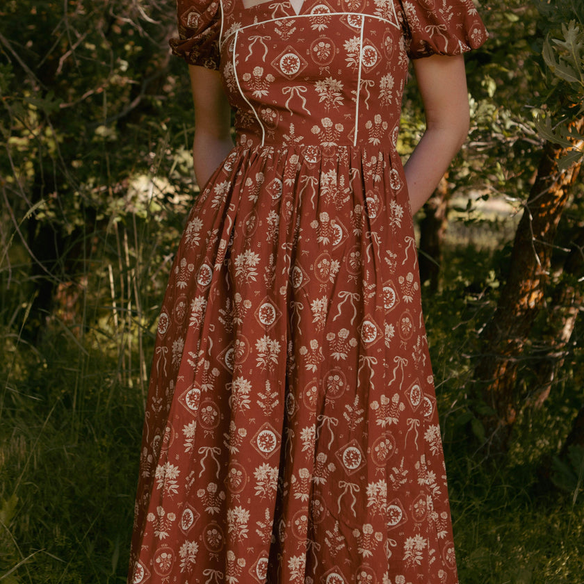 Nash Dress in Sepia Bows