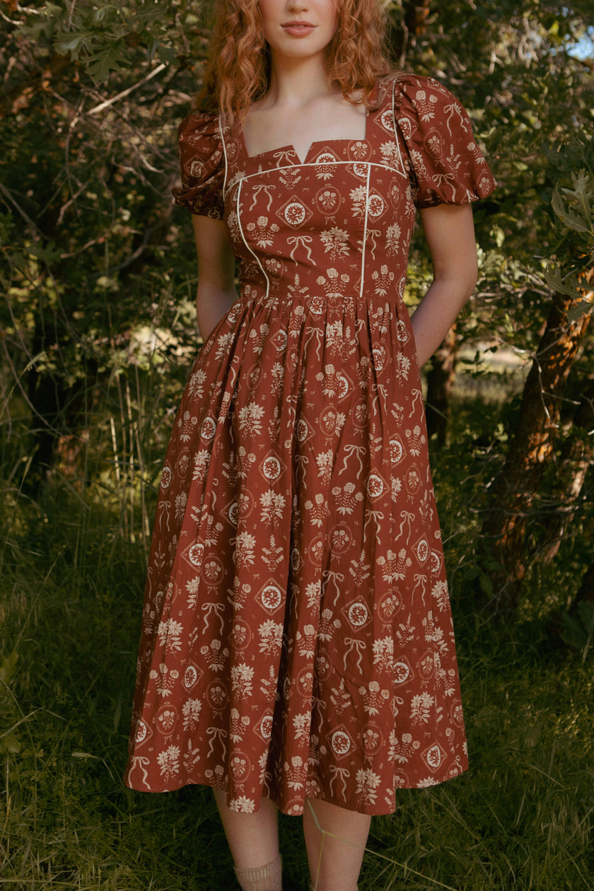Nash Dress in Sepia Bows