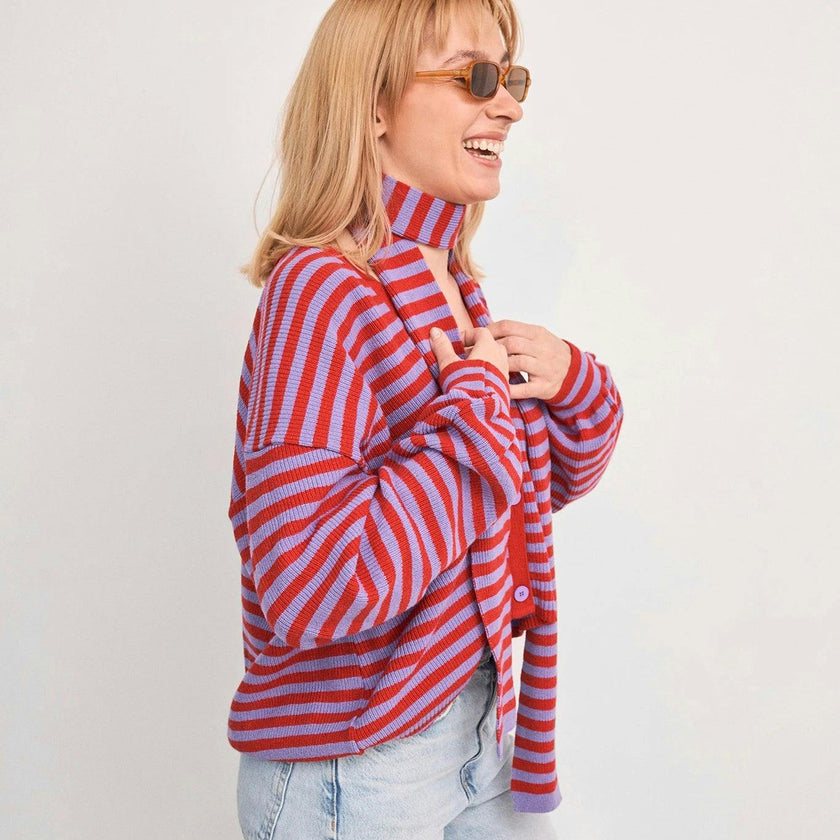 women's wool blend cardigan - berry bloom