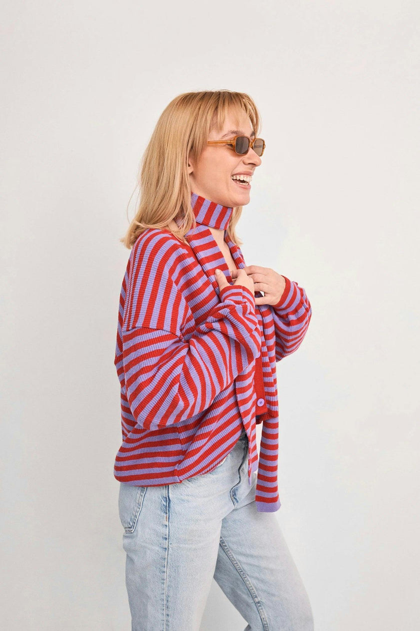 women's wool blend cardigan - berry bloom