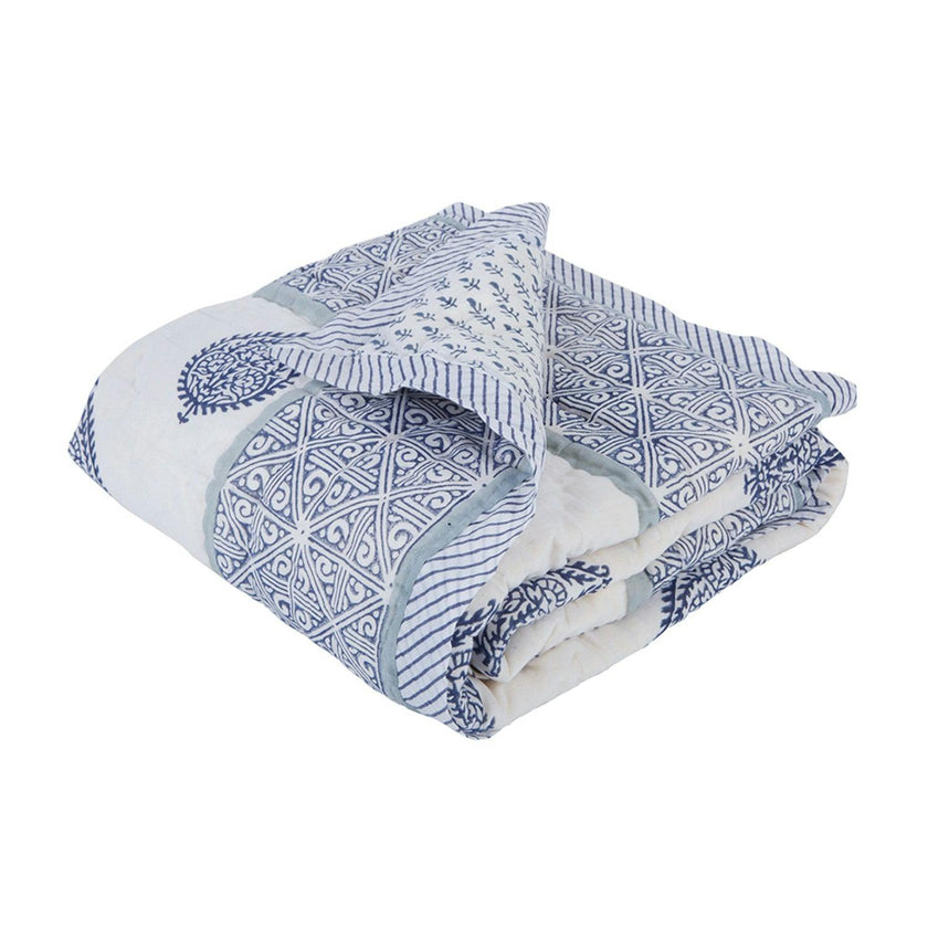 Block-Printed Cotton Crib Quilt