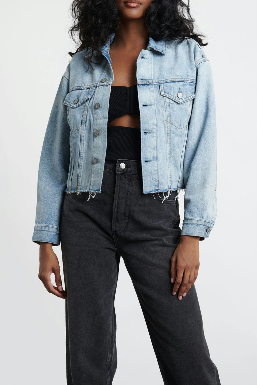 The Harvey Raw Hem Cropped Denim Jacket