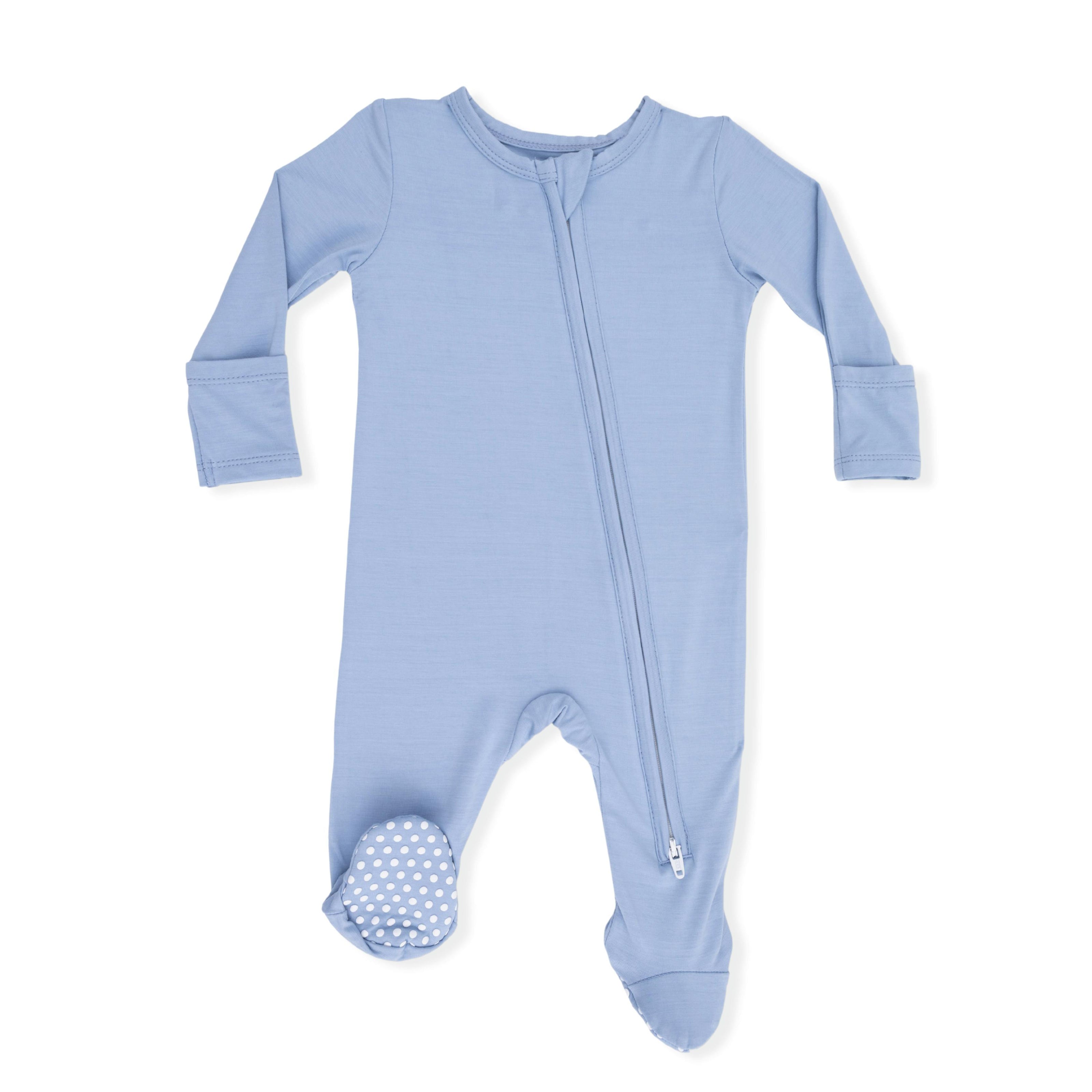 Solid Blue Fog - 2 Way Zipper Footie