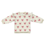 Girls Ruffle Sweatshirt in Rose Elegance Bows