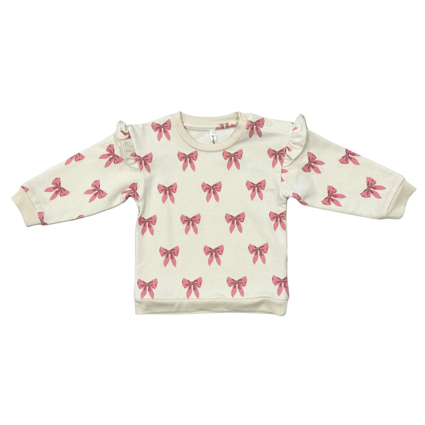 Girls Ruffle Sweatshirt in Rose Elegance Bows
