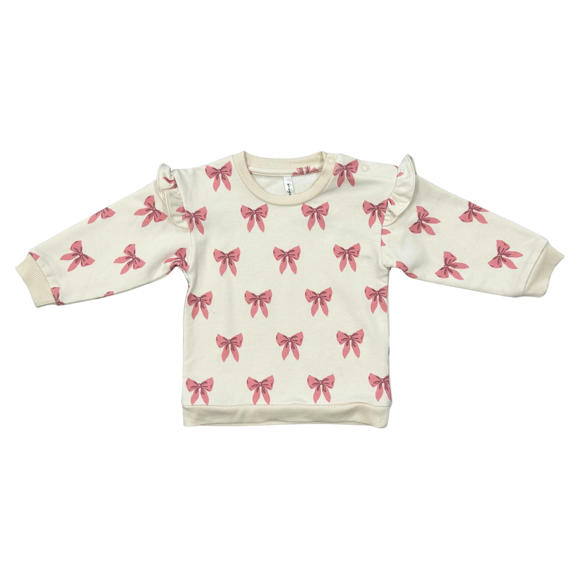 Girls Ruffle Sweatshirt in Rose Elegance Bows