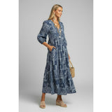 Amalie Women's Kaftan Patchwork Bandana, Navy