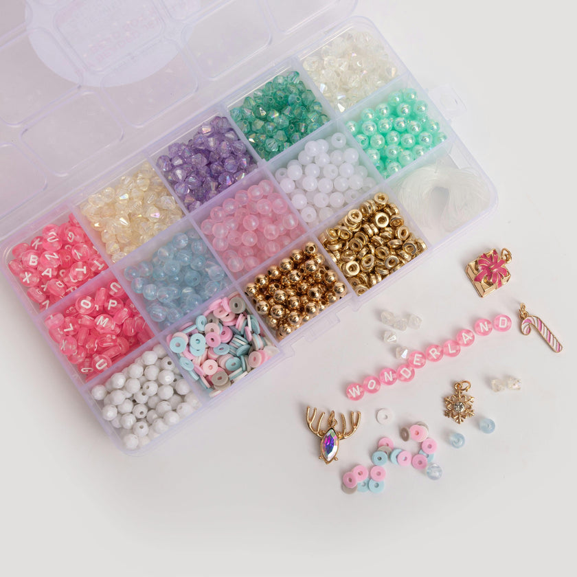 Pastel Pink Holiday Jewelry DIY Letter Bead Box