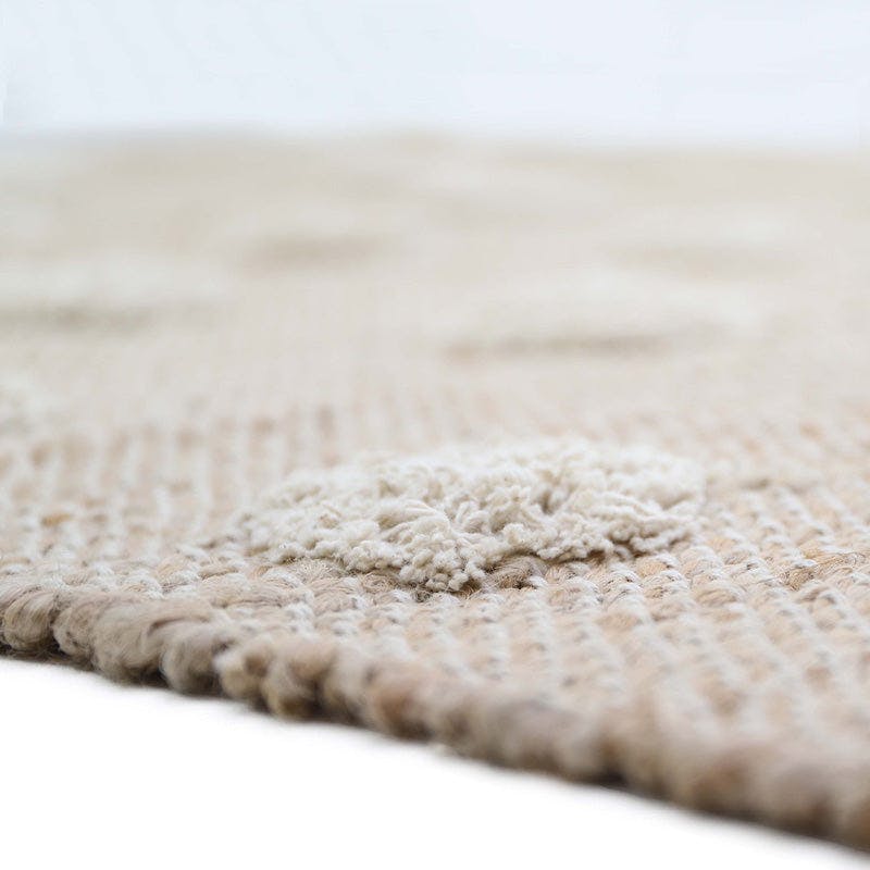 Nop Jute & Cotton Polka Dot Fringed Rectangular Rug