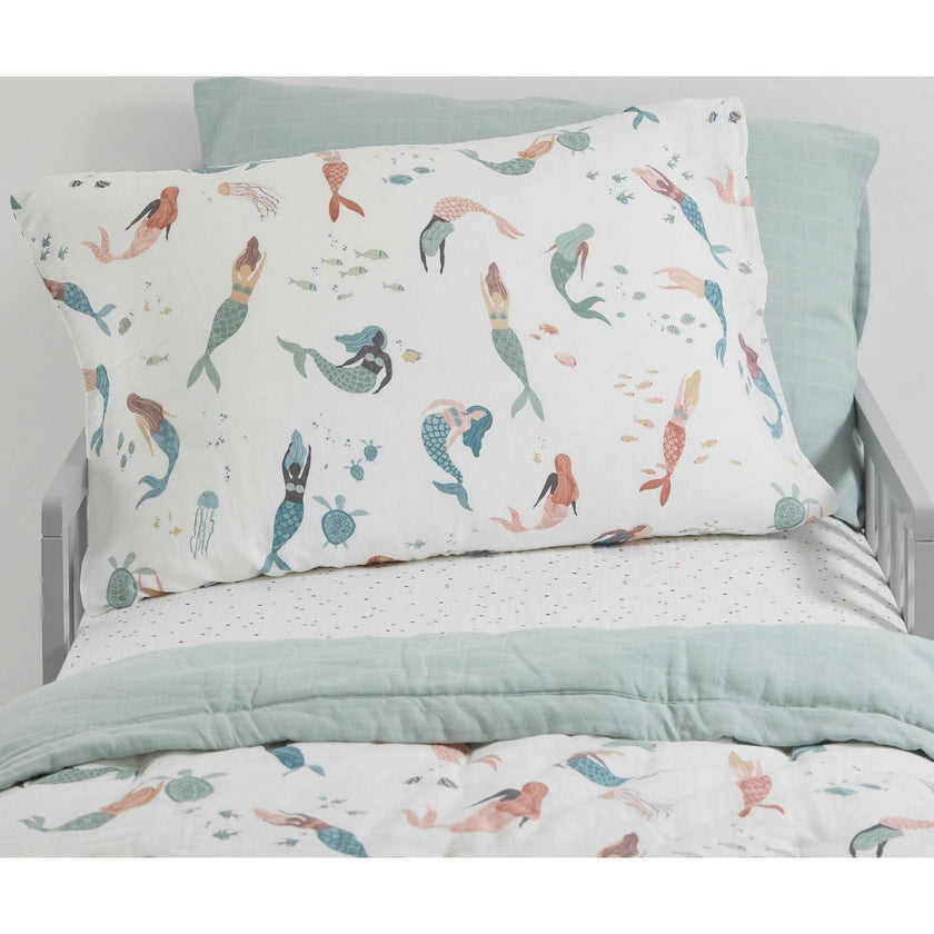 Cotton Muslin Pillowcase 2 Pack - Mermaid Party