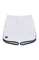 white retro super short with navy piping