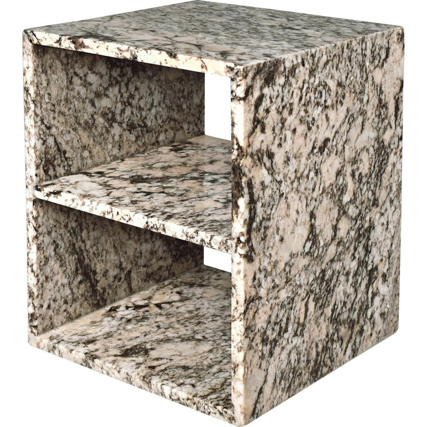 Sloane 20" Modern Natural Marble Handmade Rectangular 2-Shelf End Table