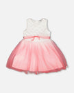 Bi-Material Pleated Mesh Dress