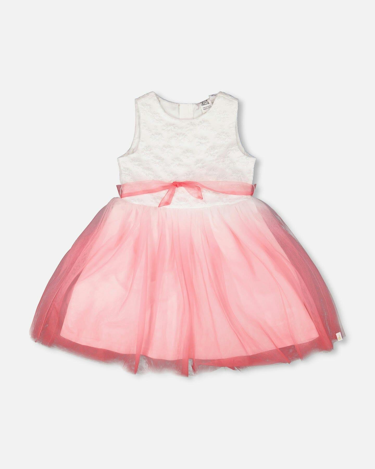 Bi-Material Pleated Mesh Dress