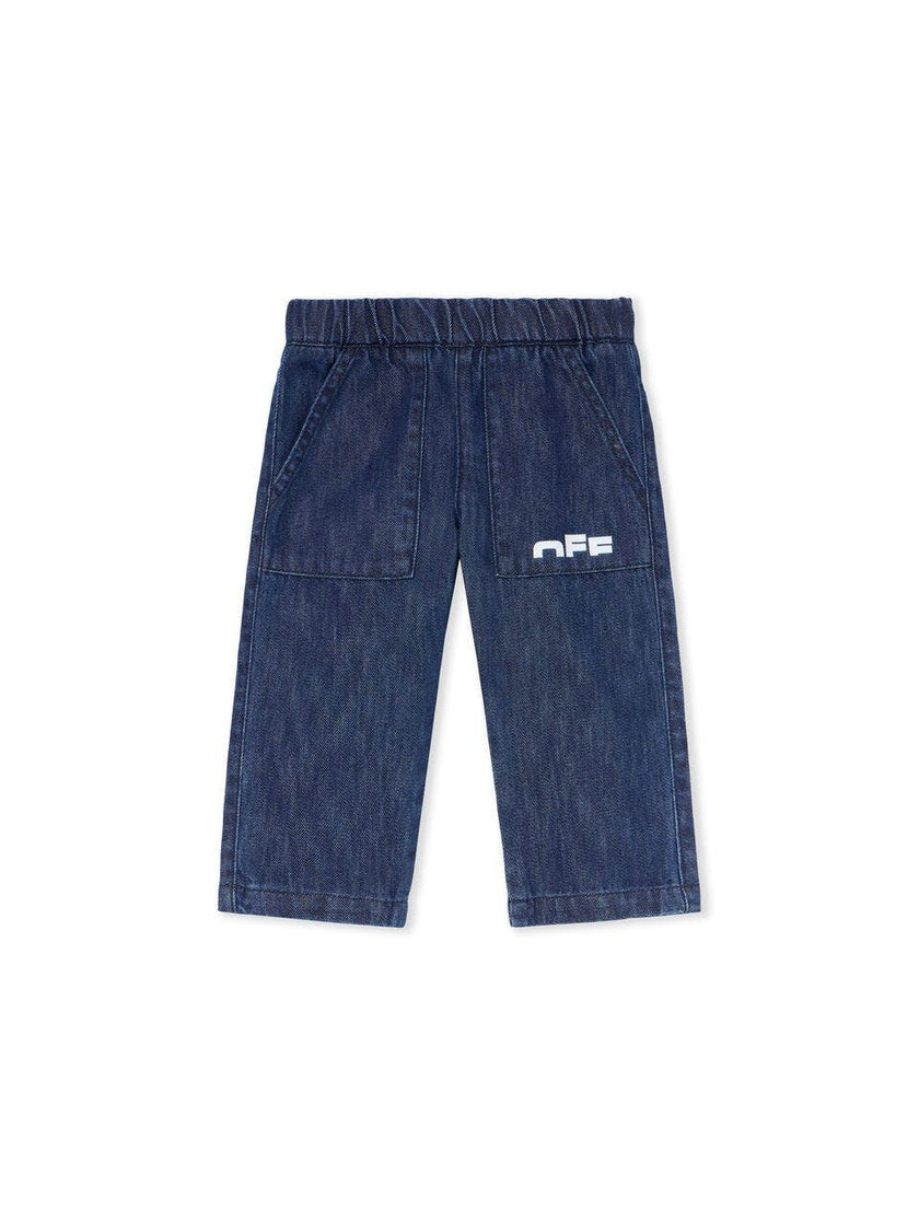 Indigo Type Logo Denim Logo Pants