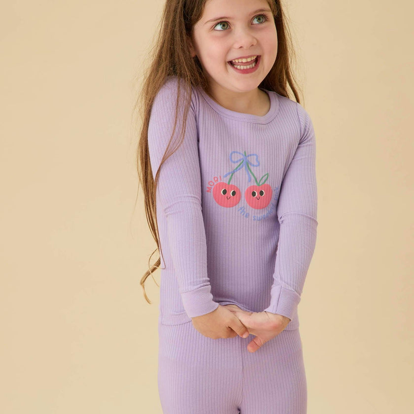 Cherry Ribbed Pajama Set