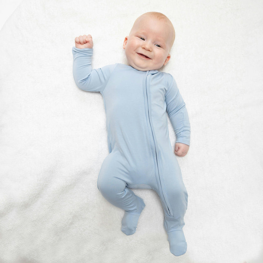 Solid Blue Fog - 2 Way Zipper Footie