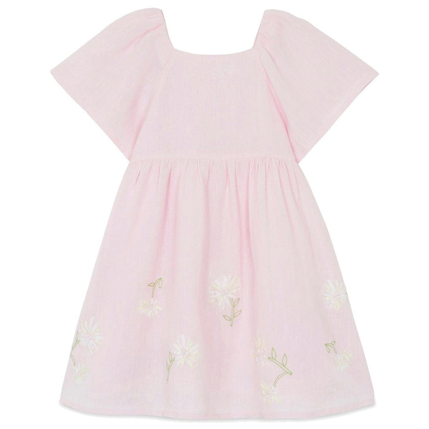 TARTINE ET CHOCOLAT Embrodiered Linen Flutter Dress