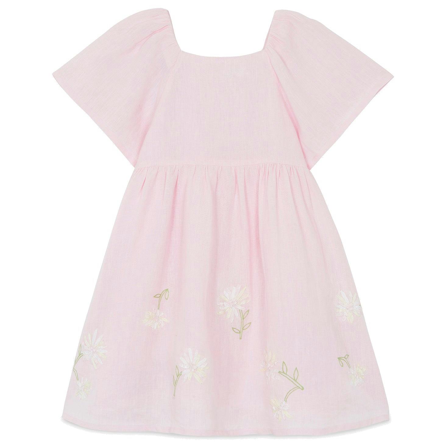 TARTINE ET CHOCOLAT Embrodiered Linen Flutter Dress