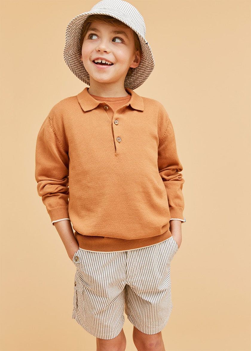 Rust Cotton Polo Jumper