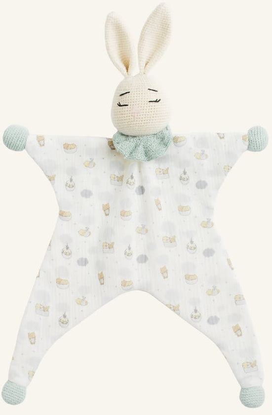 Handmade Bunny Lovey – Crocheted Comfort Blanket in Soft Cotton