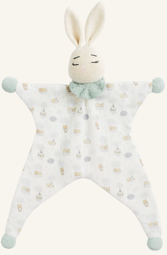 Handmade Bunny Lovey – Crocheted Comfort Blanket in Soft Cotton