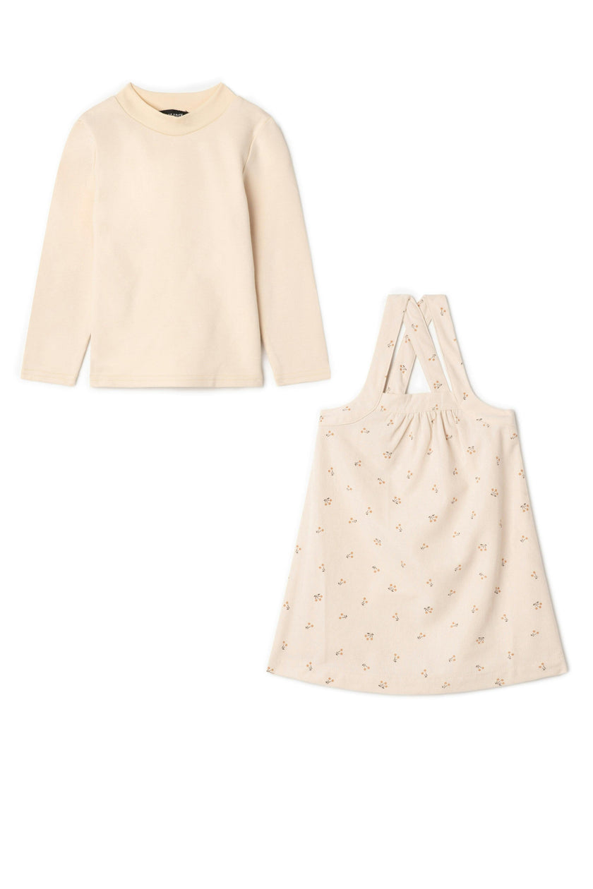 Mock Neck Corduroy Jumper and Top Two Piece Set