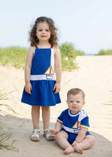 Pique Knit Shortall With Sailboat