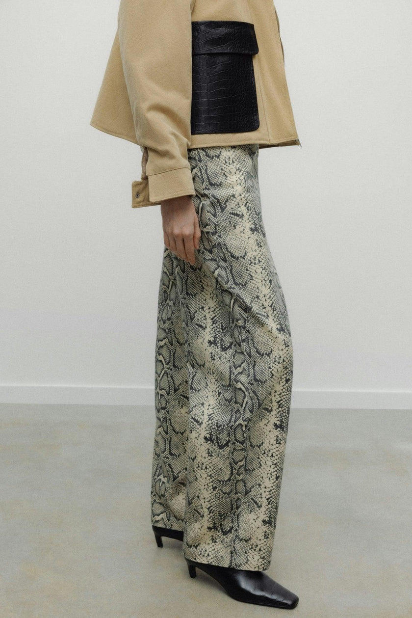 TNS Denim Woman Barrel Trouser Snake Print