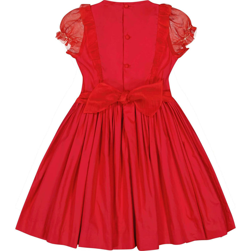 Camelia Red Cotton Smocked Dress