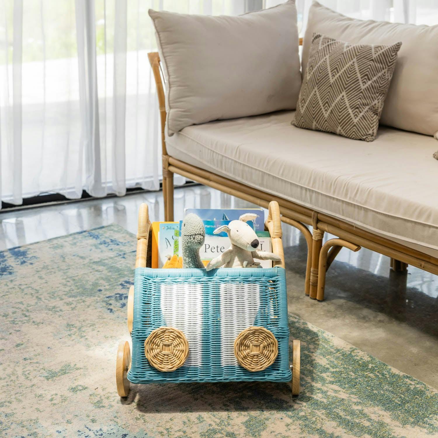 Handcrafted - Archie Storage Wagon - Rattan Wicker