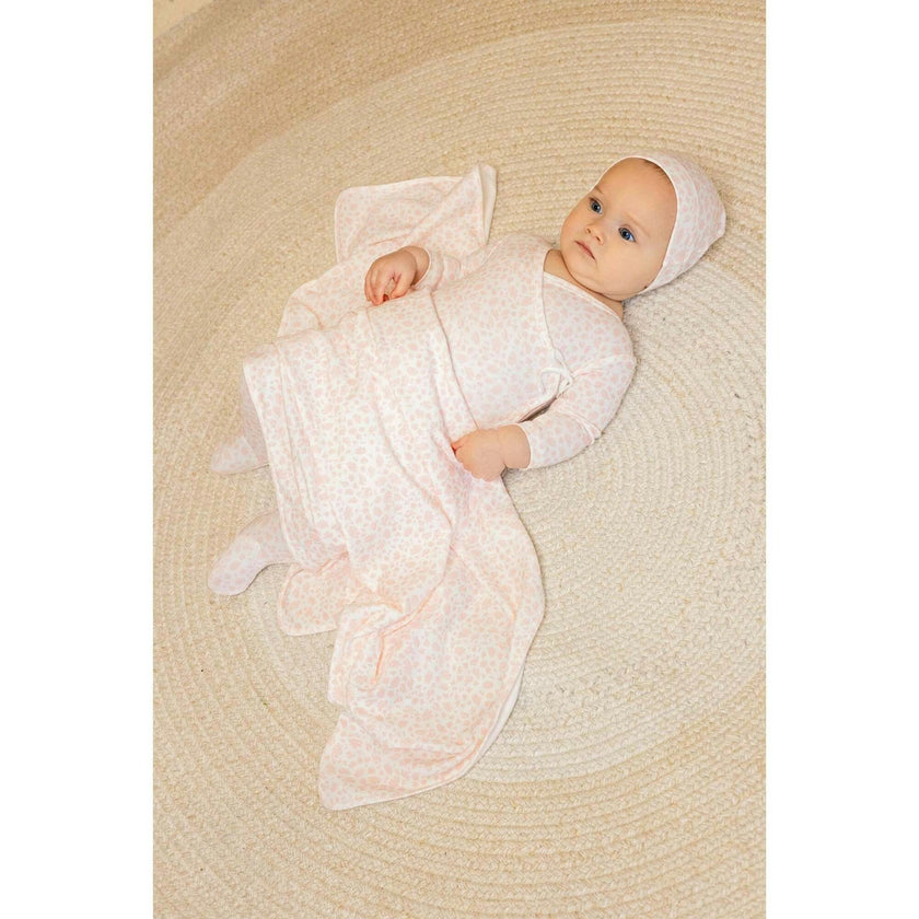 Floral Printed Wrap Footie And Beanie, Girls