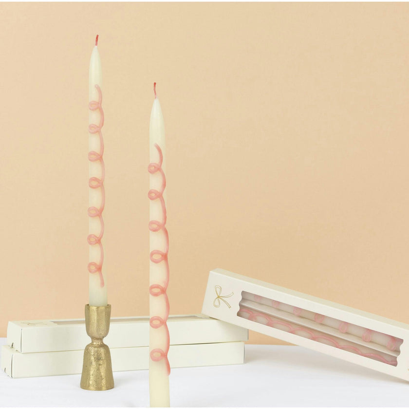 Pink Swirl Taper Candles
