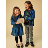 Smocked Woven Blouson Sleeve, Blue