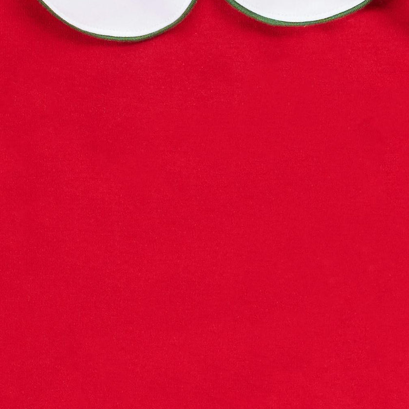 Lillian Girls' Dress Red with Green Piping