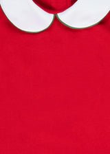 Lillian Girls' Dress Red with Green Piping