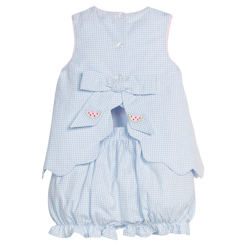 Embroidered Bow Back Bloomer Set - Watermelon