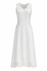 Morris Ivory Embroidery Midi Dress