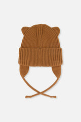 Baby Knit Hat With Strings Brown Sugar