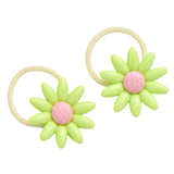 Button & Flower Hair Tie Set