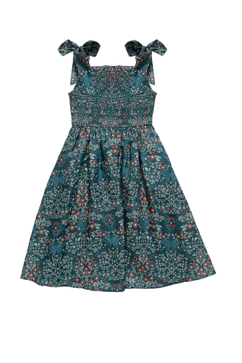 Mini Rayna Dress in Teal Ribboned Garden