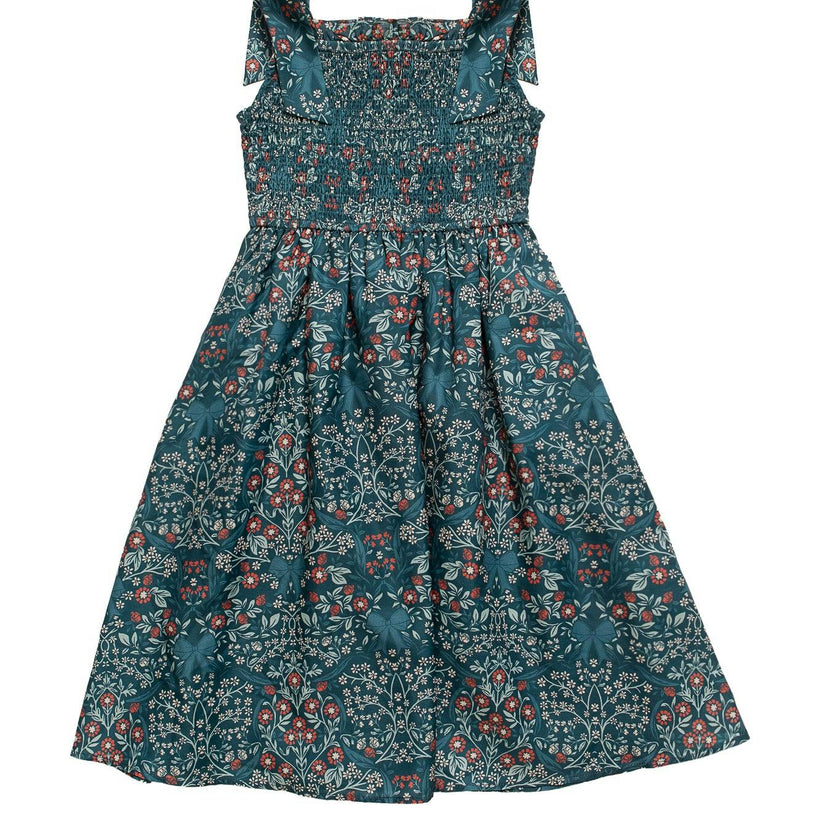 Mini Rayna Dress in Teal Ribboned Garden