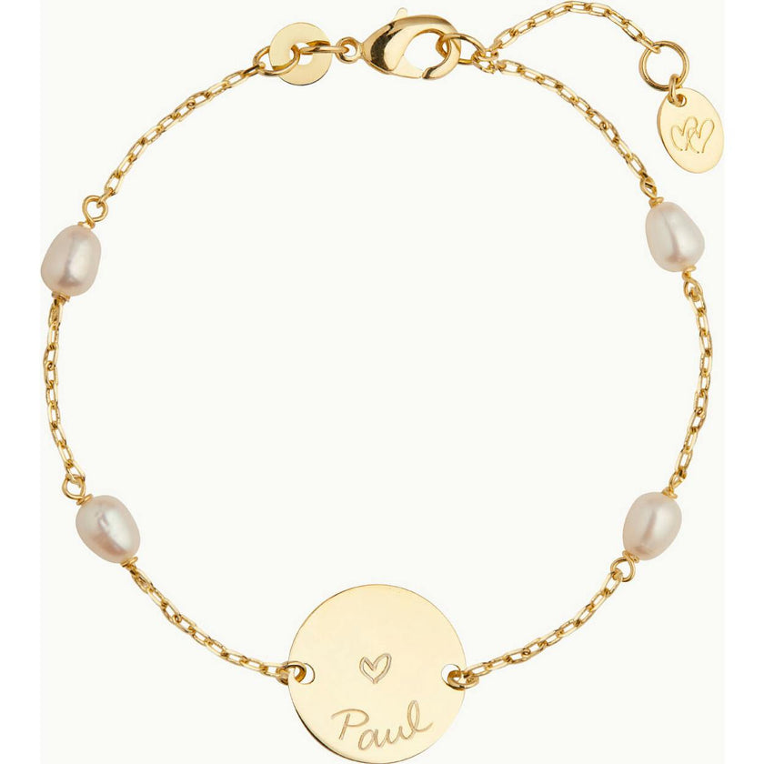 Personalized Pearl Pastille Chain Bracelet, 18k Rose Gold Plated