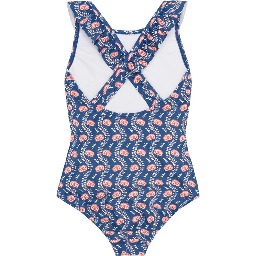 Girls Navy Primrose Ruffle Collar One Piece