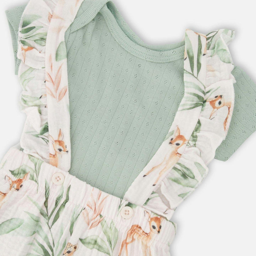 Pointelle Onesie And Cotton Muslin Shortall Set