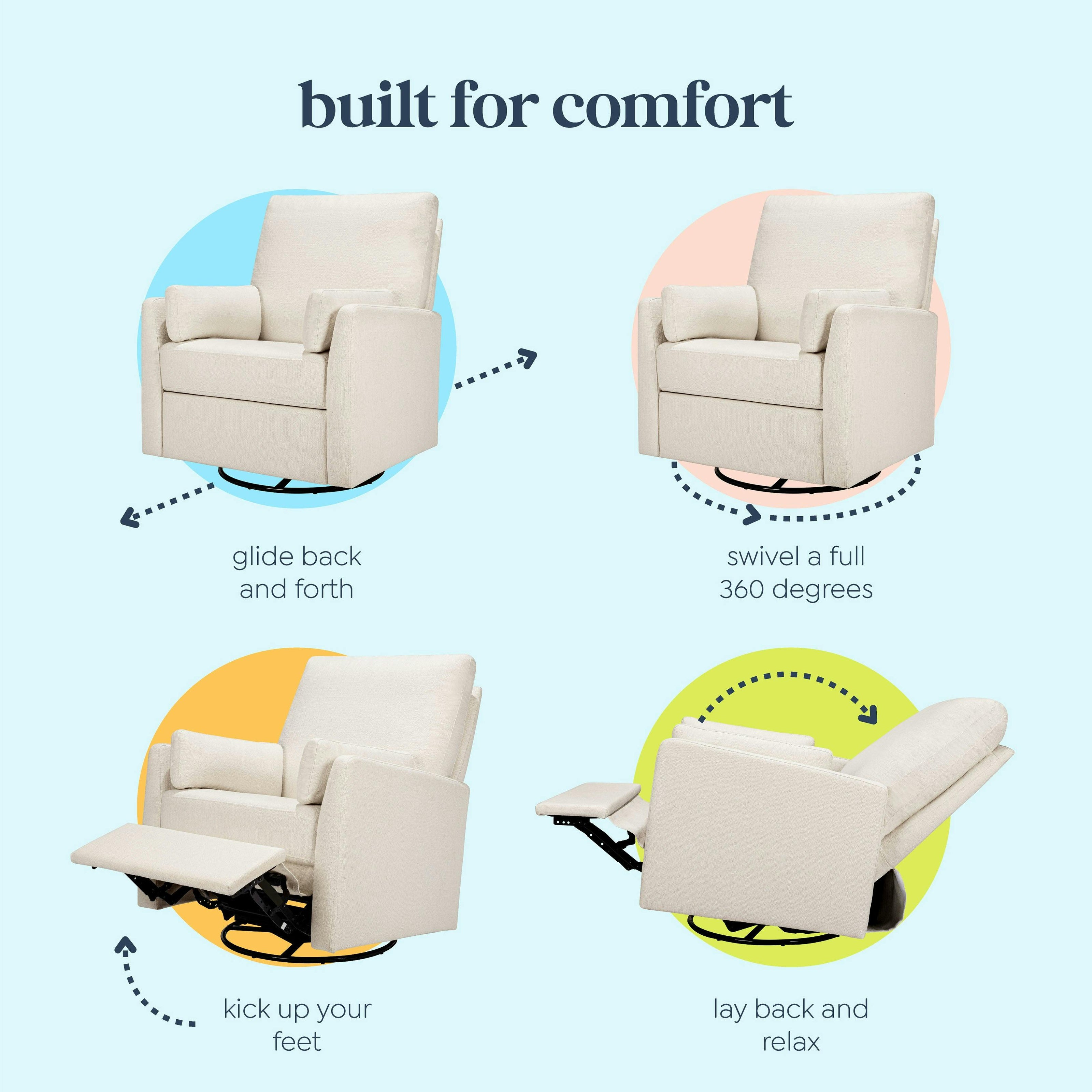 Carter's Ethan Recliner and Swivel Glider | Water Repellent & Stain Resistant fabric